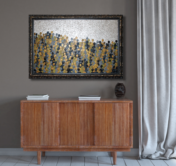 BICBAO 2006 Gel acrylique Argent Or bronze hts 73 x 116 cm Prix 2800 Euros