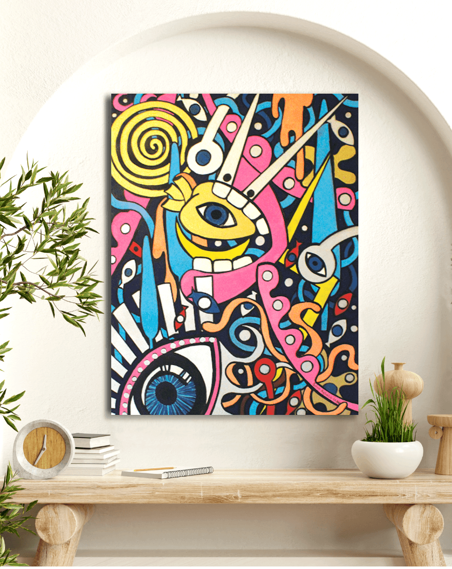Oeuvre originale Vibration Marine avec détails Posca