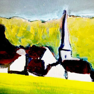 Tableau Village et orage